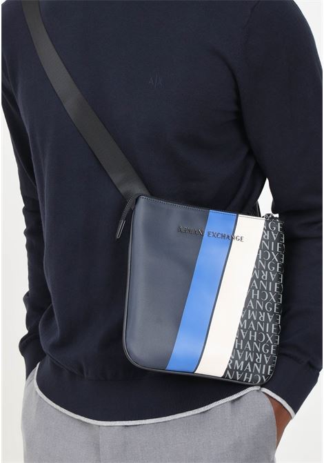 Borsello blu da uomo con motivo color block e logo ARMANI EXCHANGE | XM000164AF11935MB039